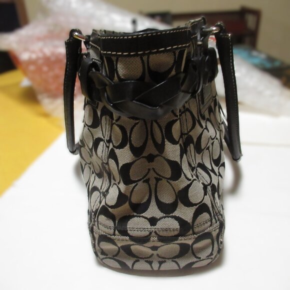 COACH Hampton black signature carryall satchel braided - Picture 7 of 14